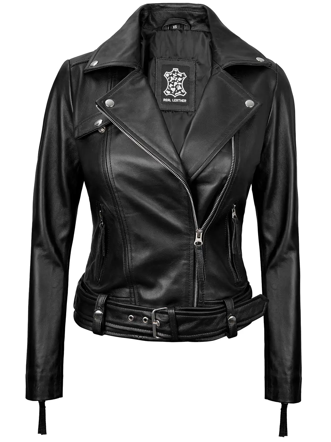 Blouson motard en cuir noir