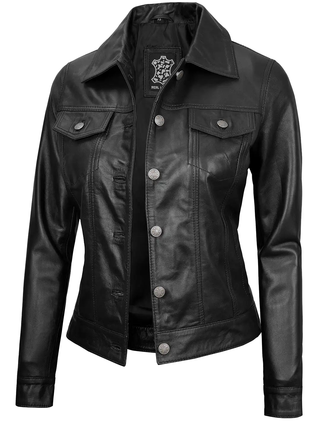 Noire Camionneur blouson cuir femme