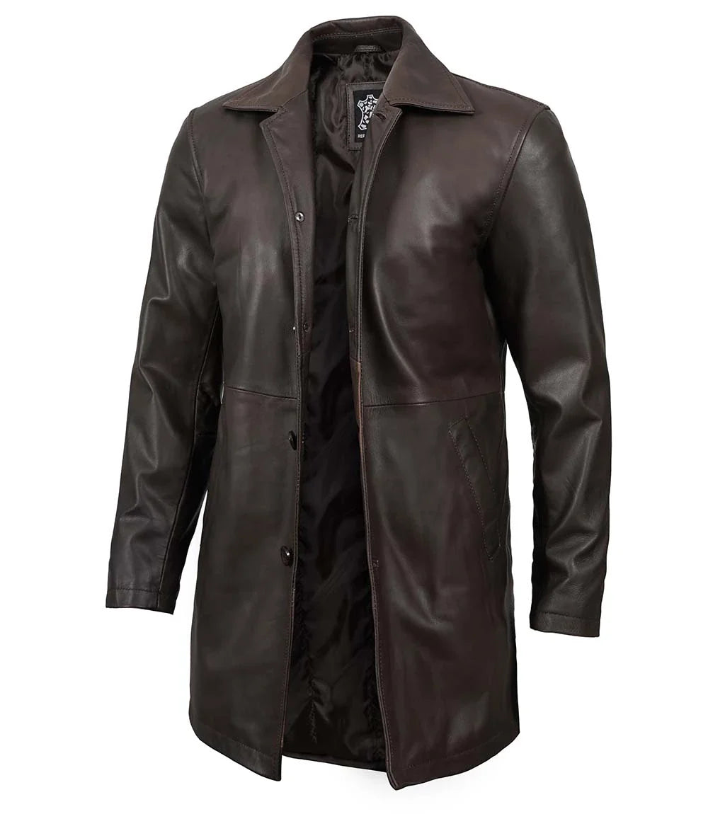 Manteau en cuir marron