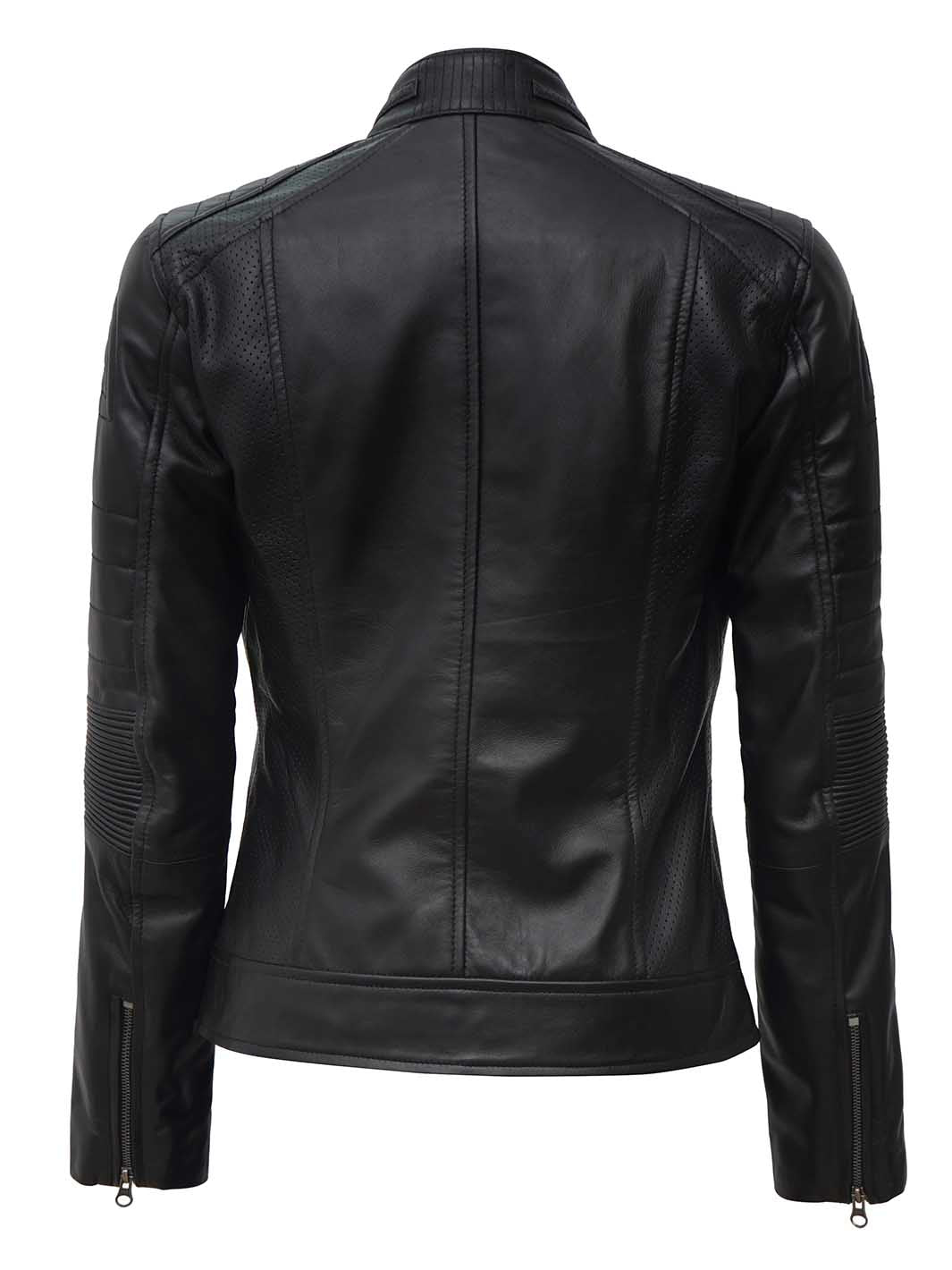 veste en cuir noir femme