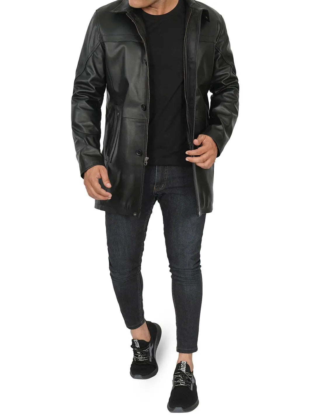 manteau en cuir noir
