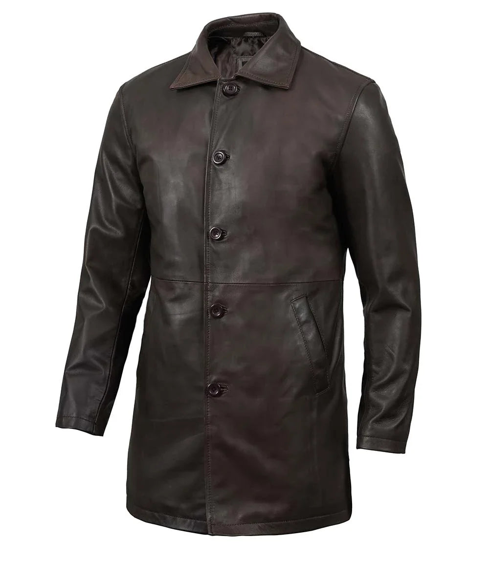 Veste en cuir véritable Ruboff marron pour homme