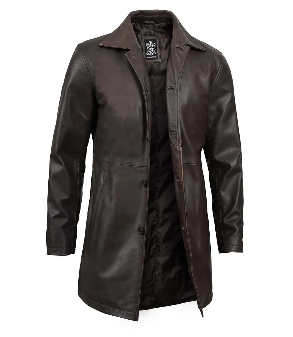 Vestes en cuir véritable Ruboff marron pour hommes