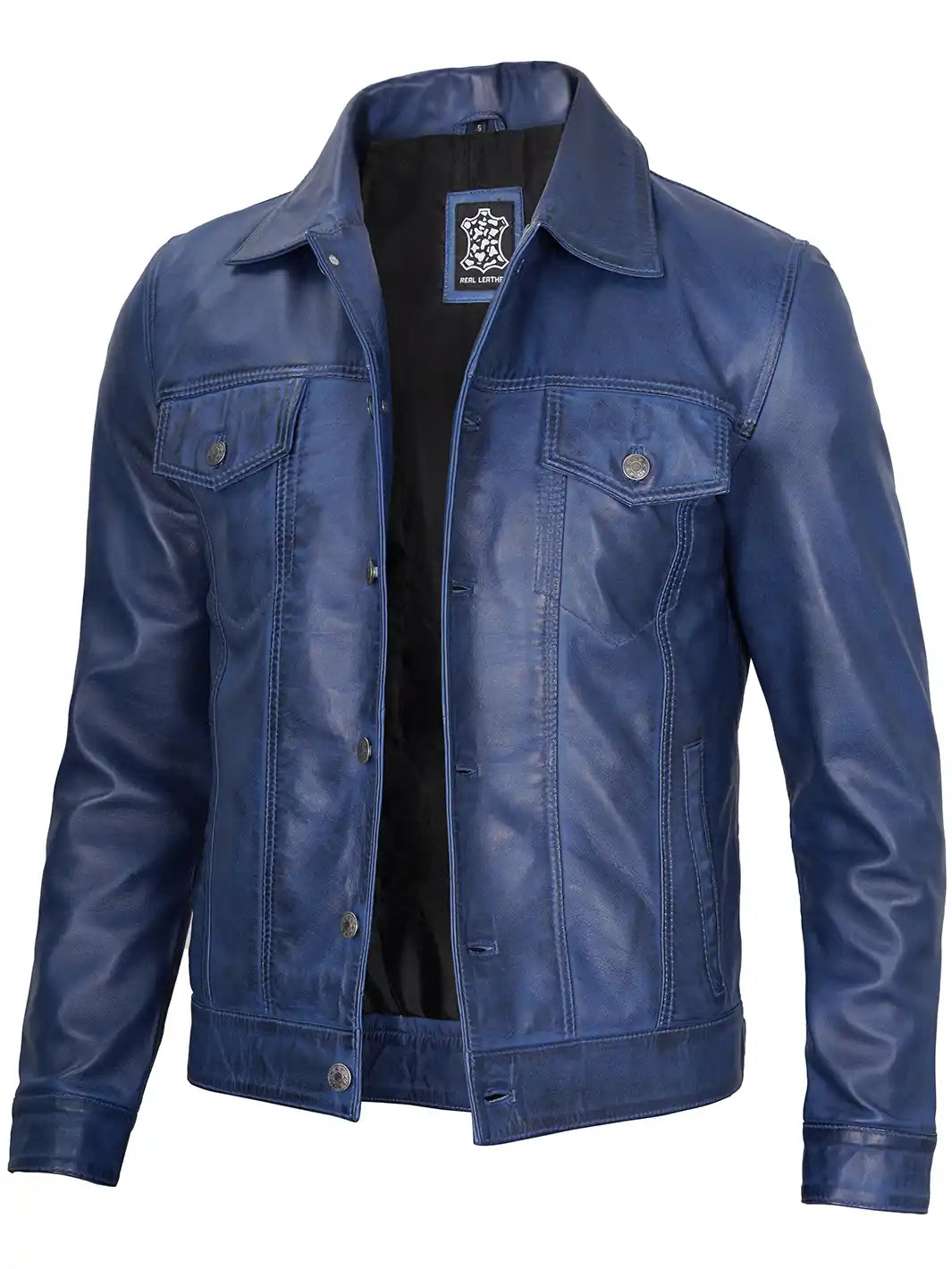 Veste en cuir de camionneur pour hommes