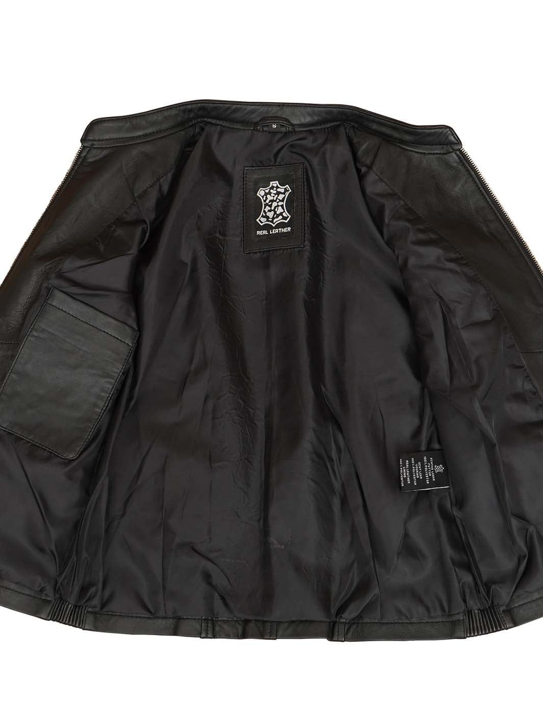 Veste en cuir noire pour femme