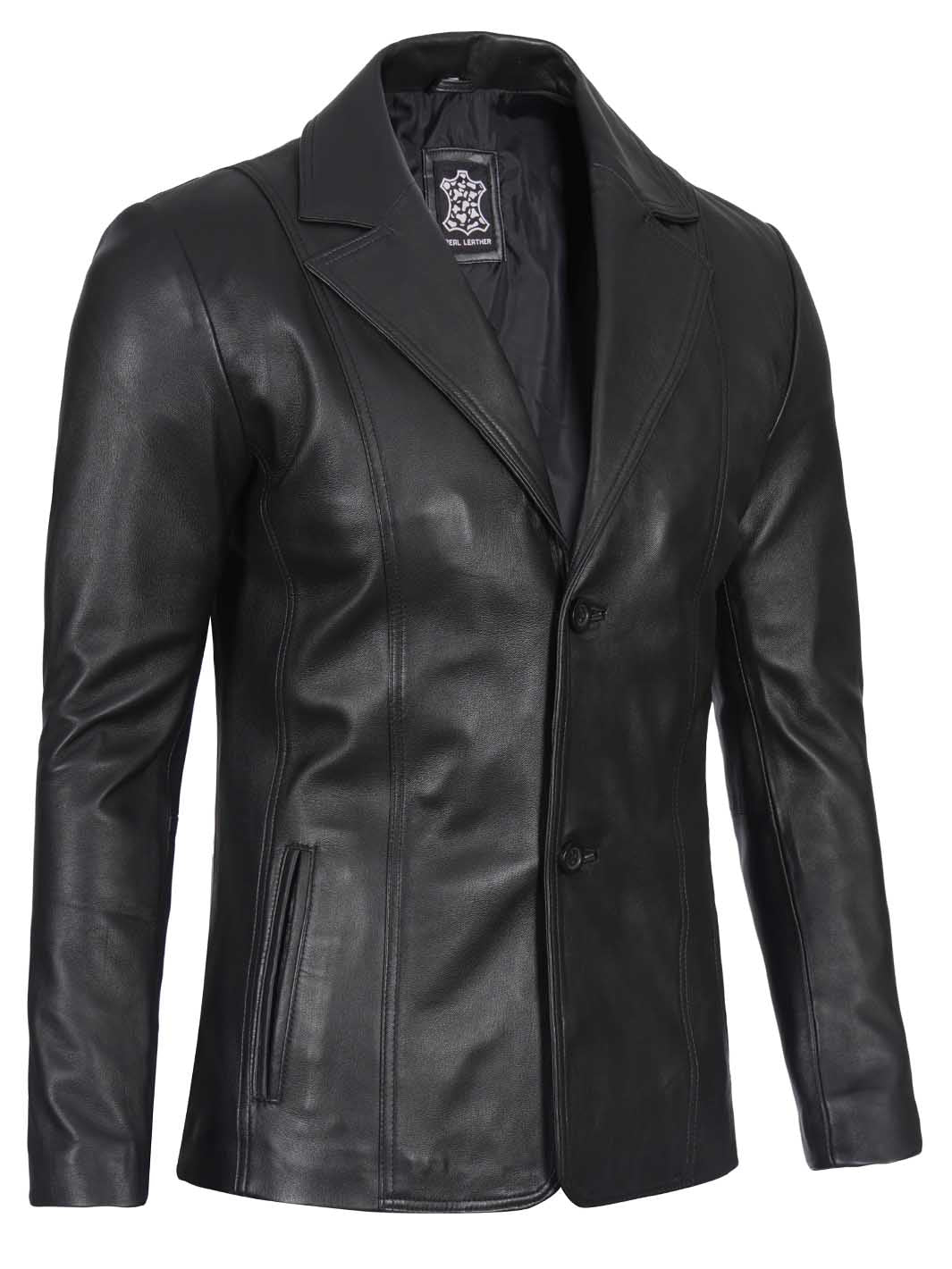 Manteau blazer en cuir noir Surrey