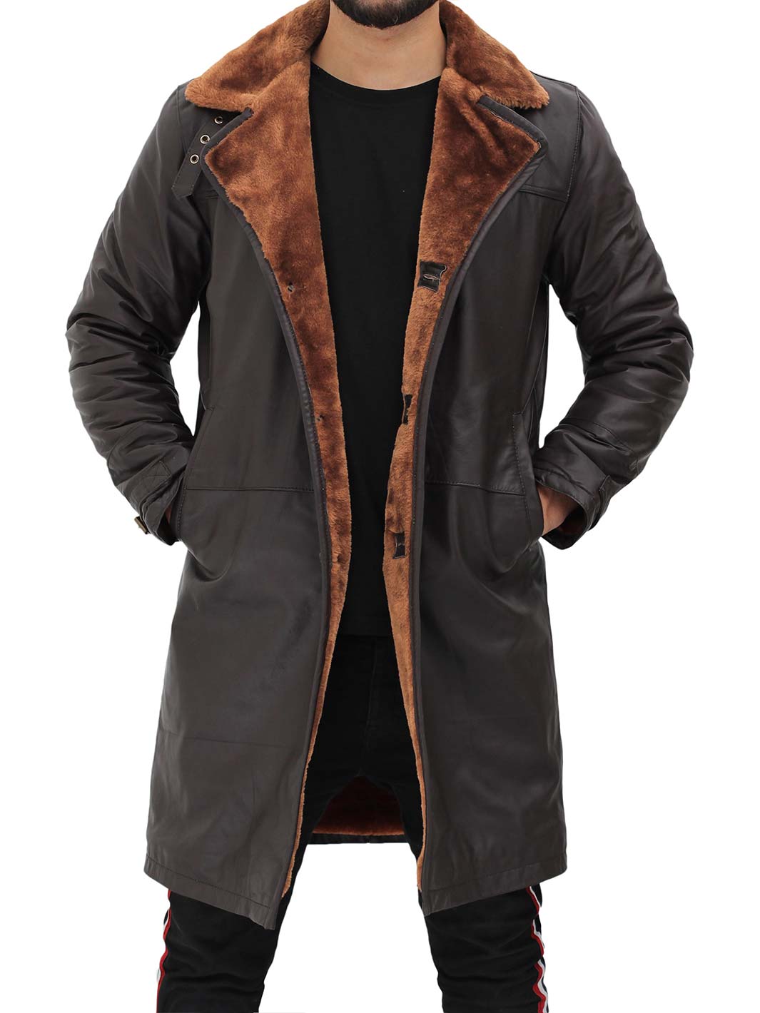 Turlock Manteau en cuir de mouton marron pour homme
