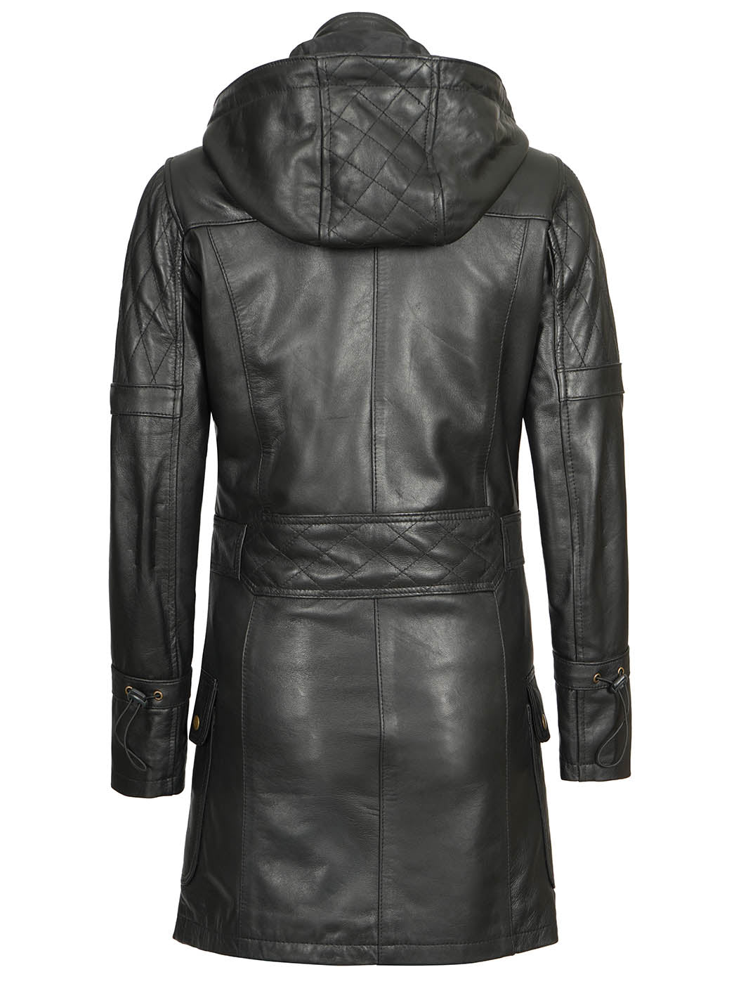 Manteau en cuir noir pour femme