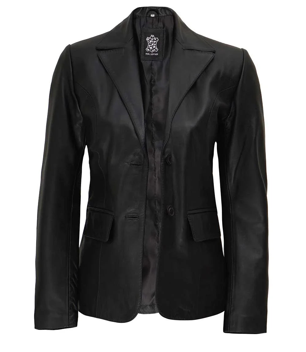 Blazer en cuir pour femme