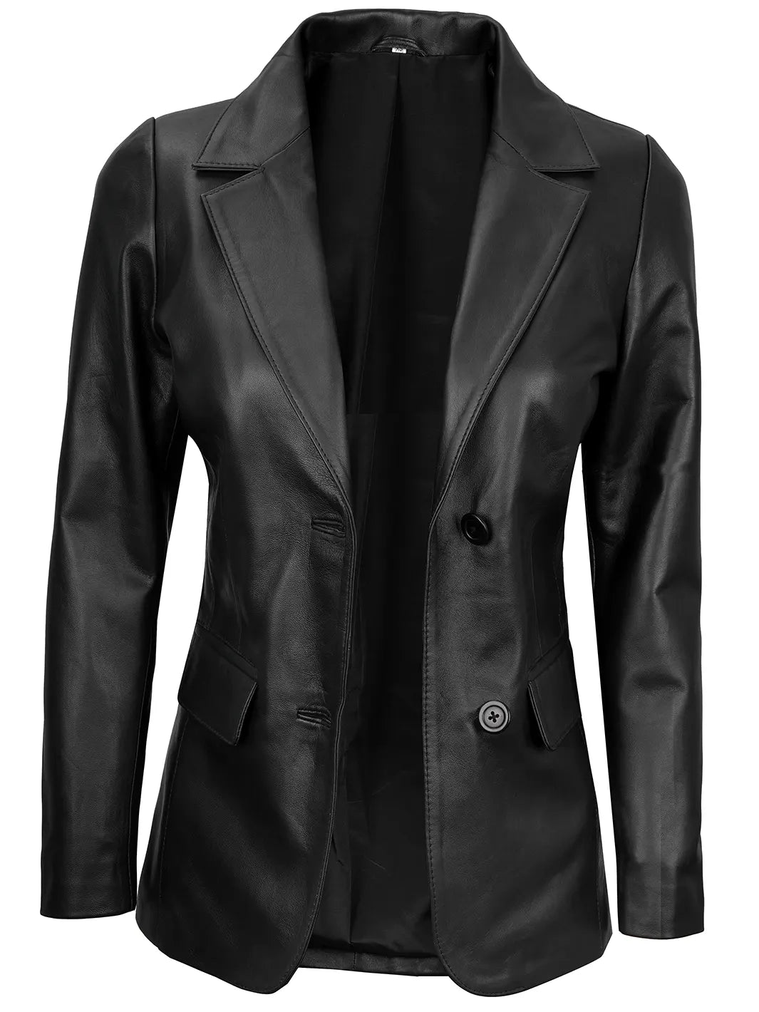 Blazer en cuir noir pour femme