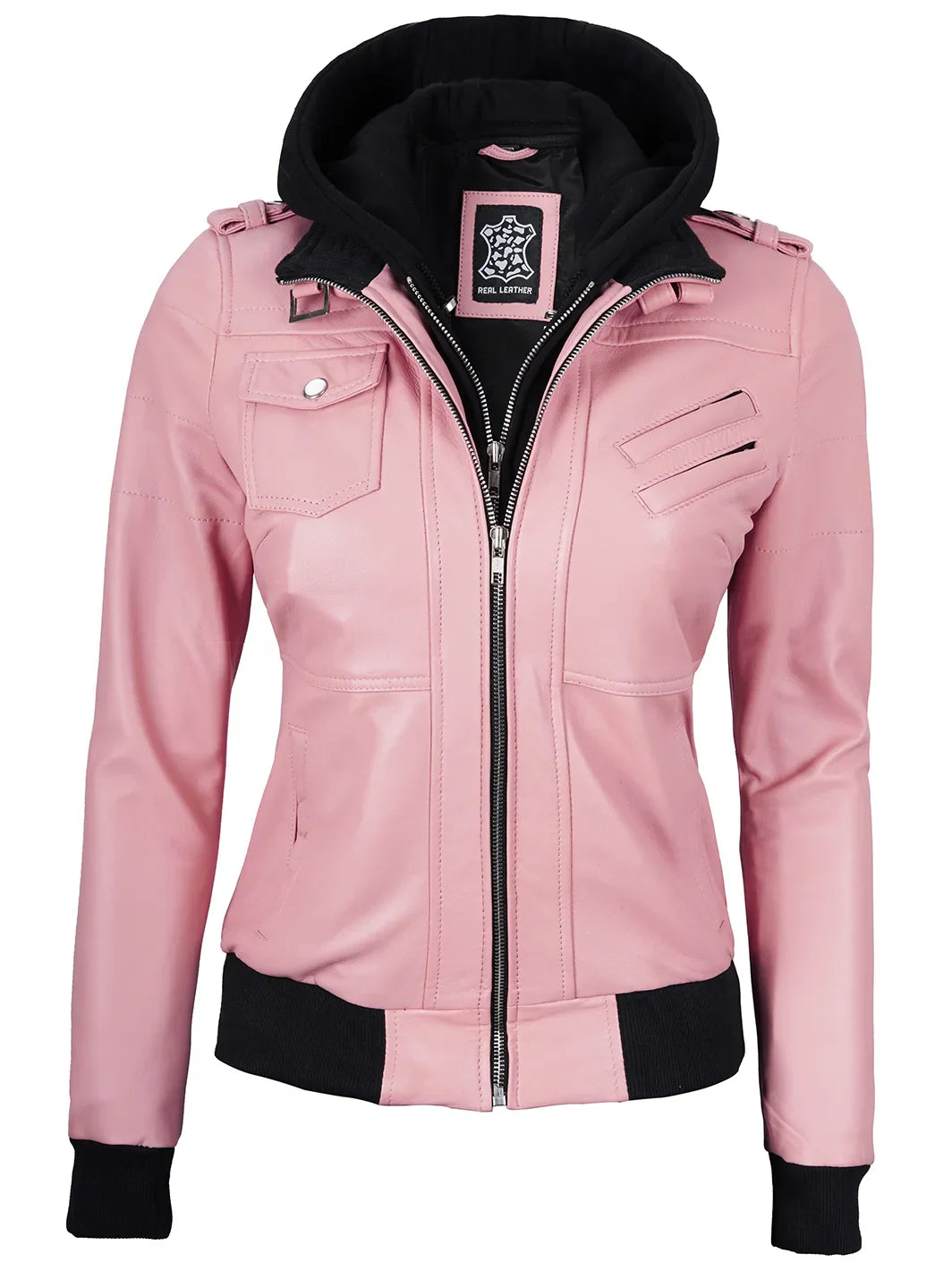 Blouson bomber en cuir femme