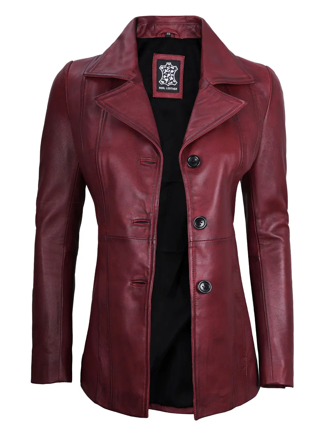 Blazer en cuir marron pour femme