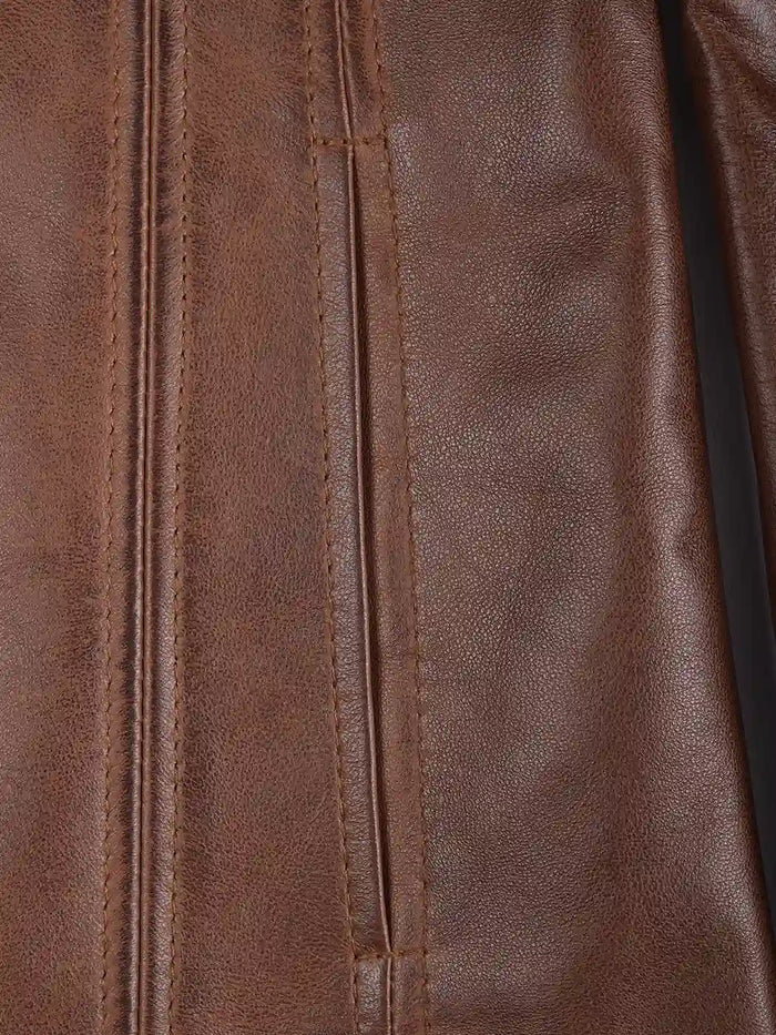 Cognac-brauner Lederblazer für Damen