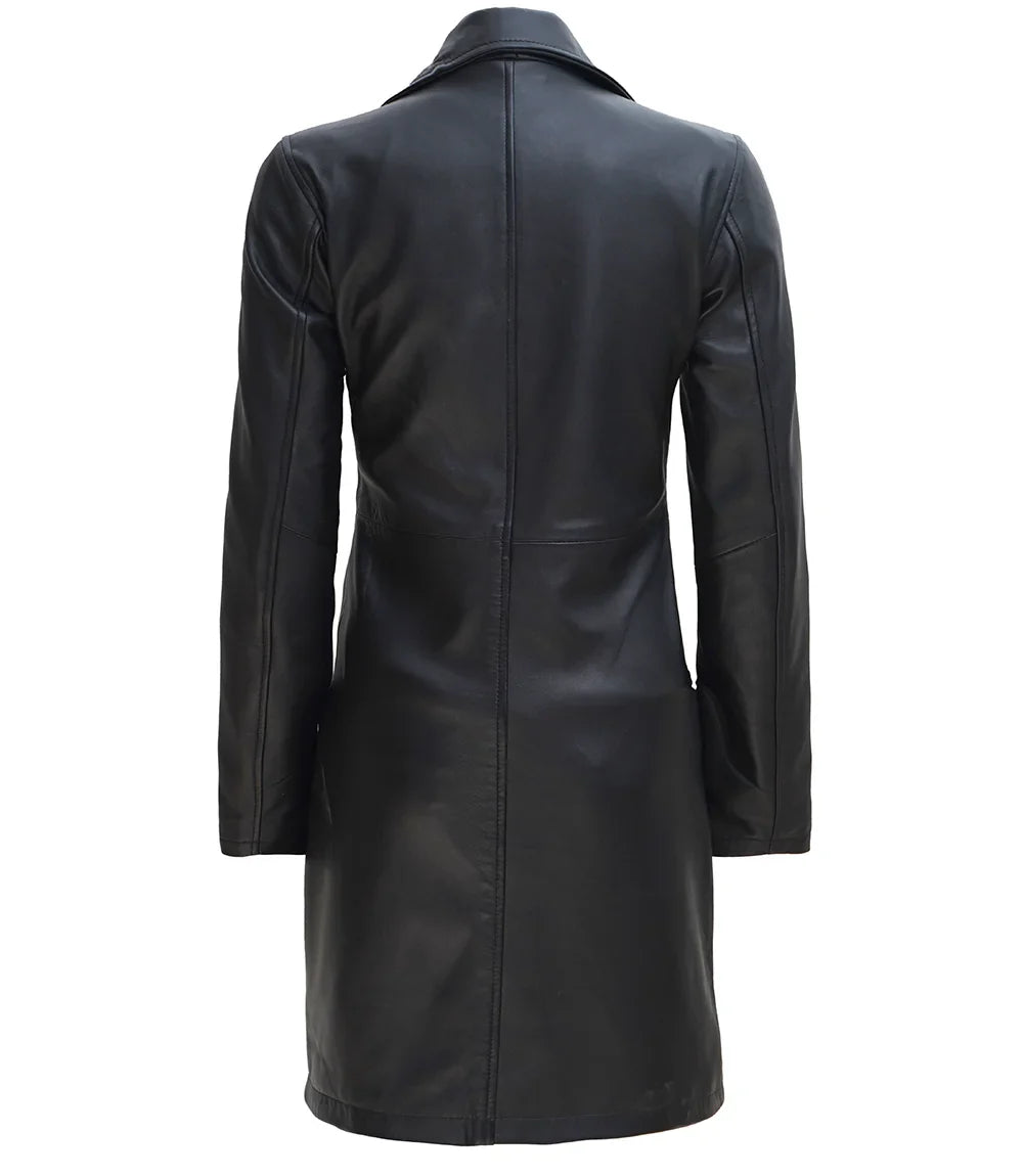 Manteau de voiture en cuir noir pour femme