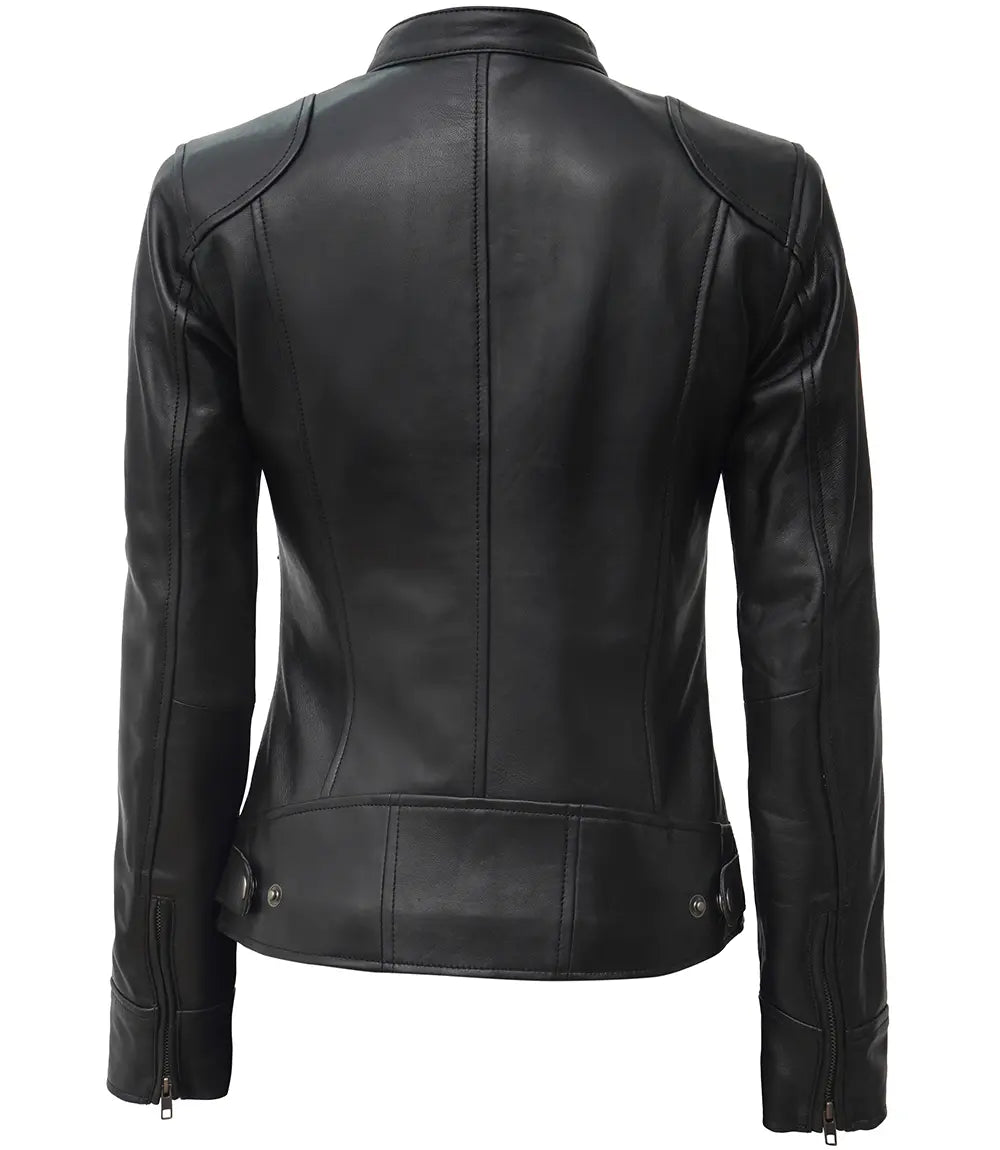 Veste en cuir café racer femme