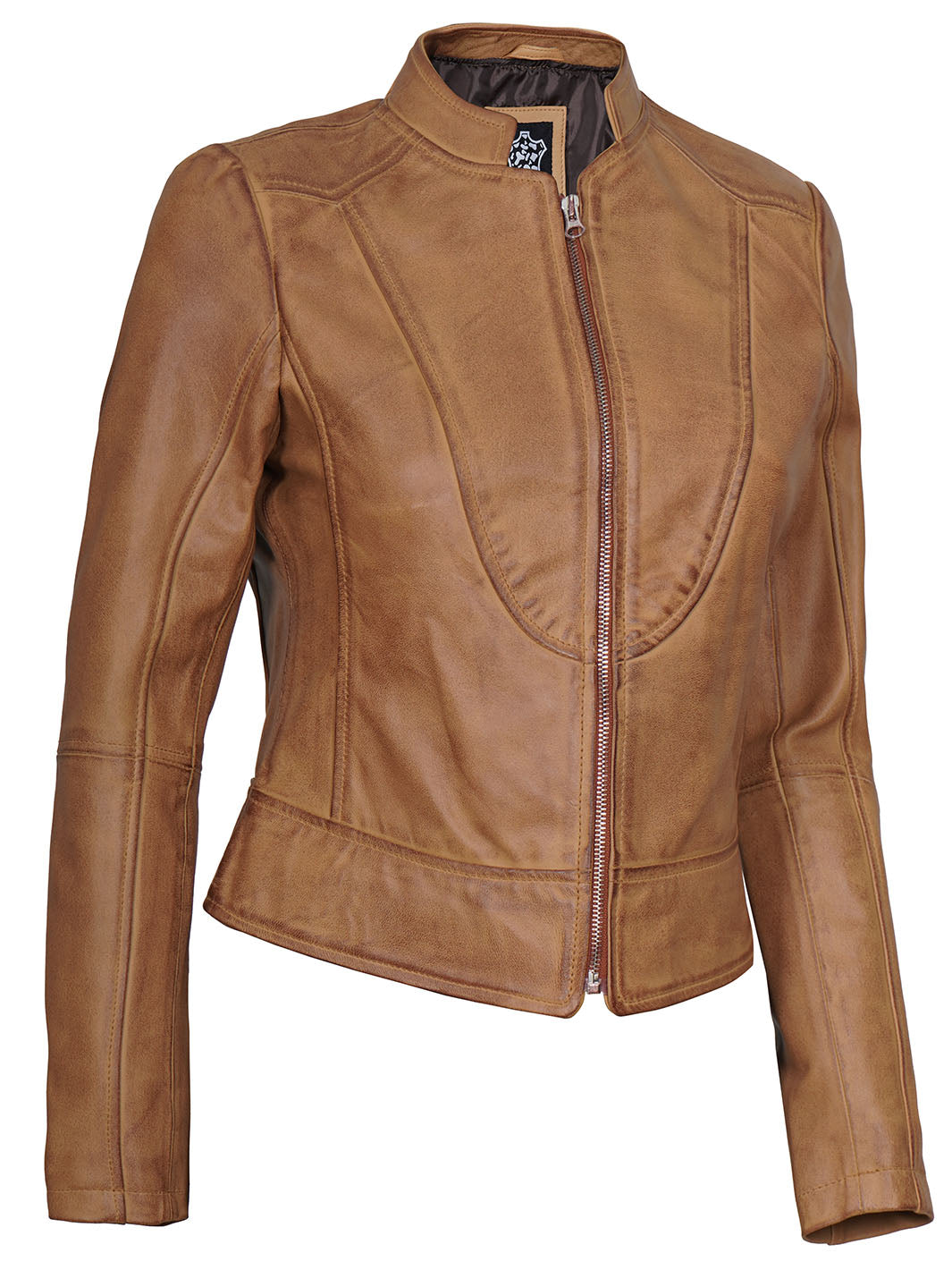 Veste en cuir café racer femme