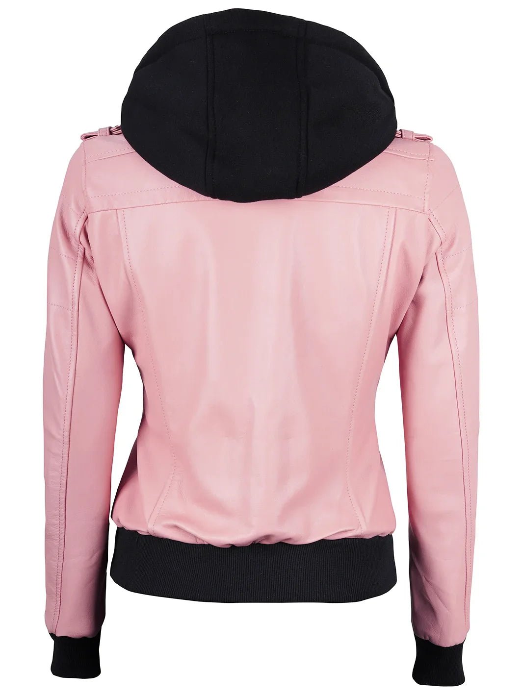 Blouson cuir femme rose à capuche