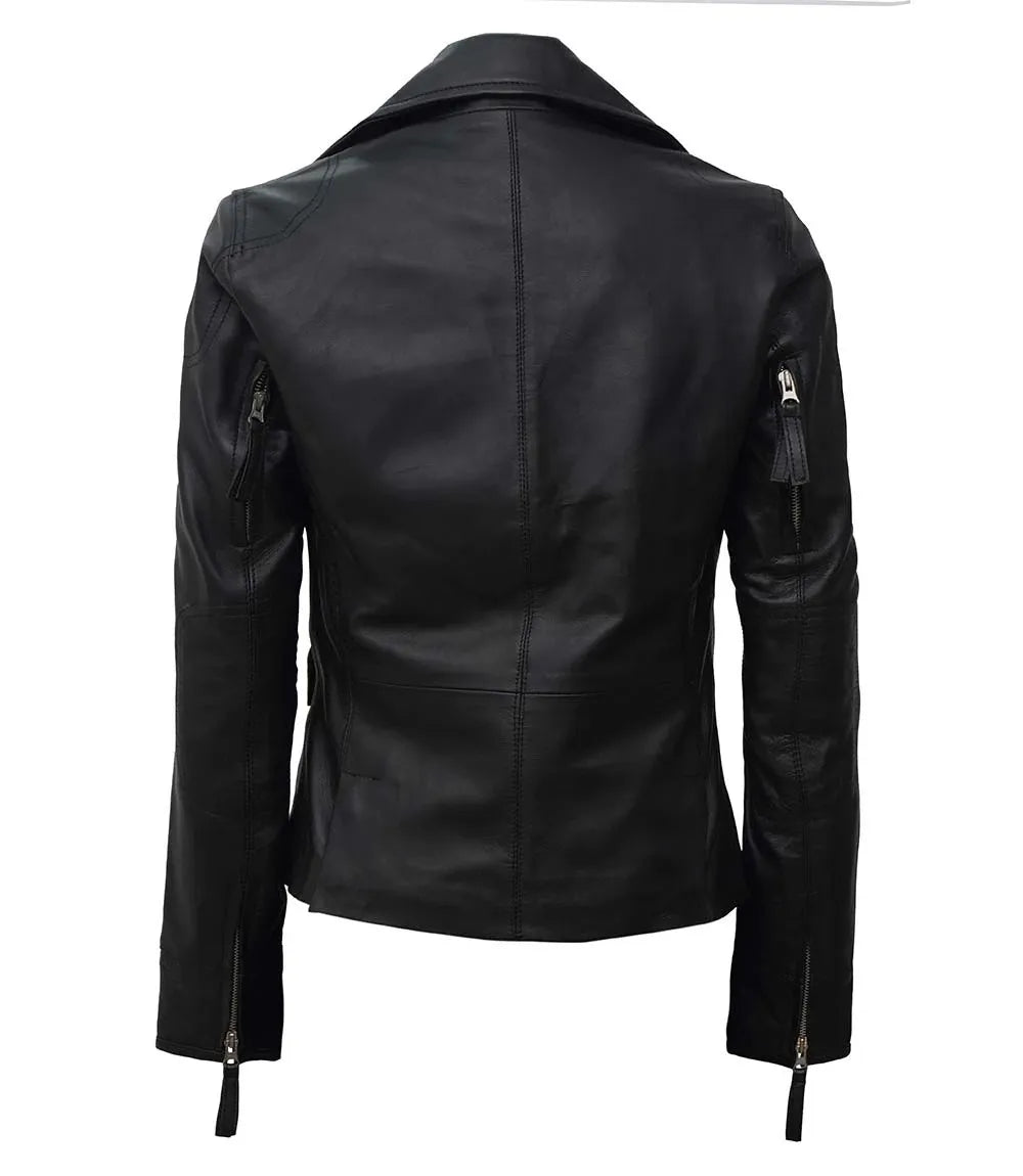 Blouson cuir noir femme