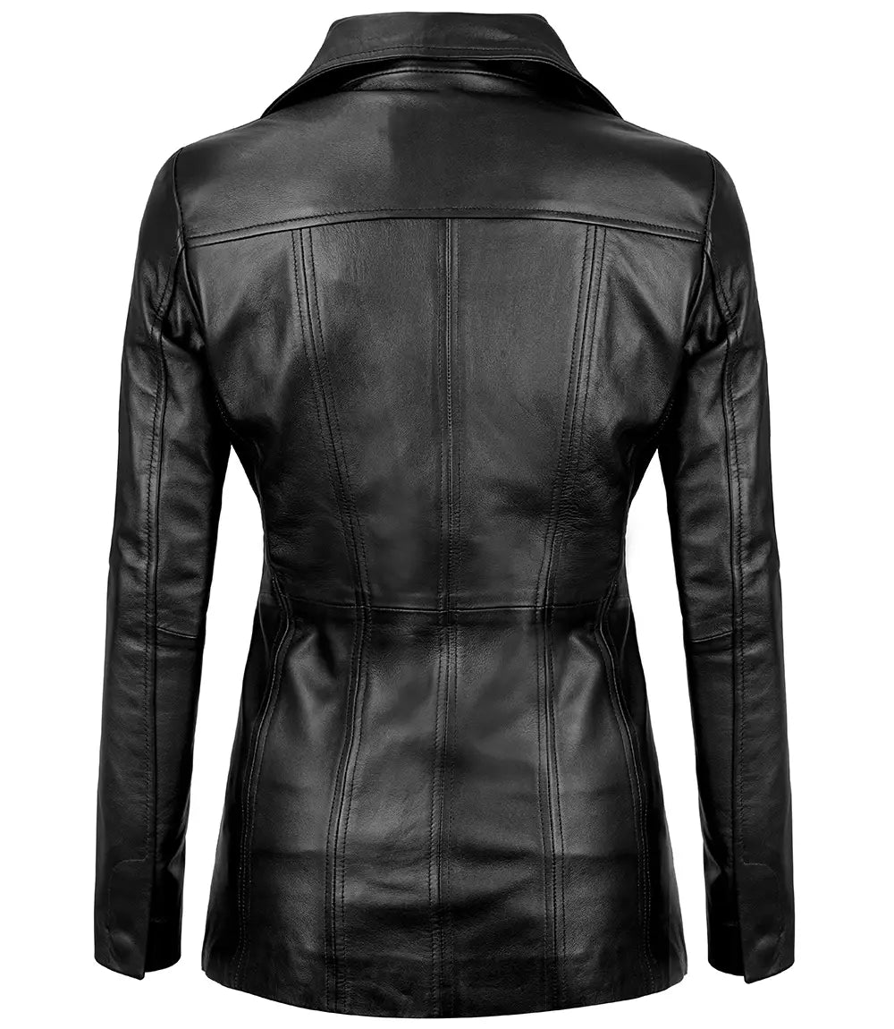 blazer cuir noir femme