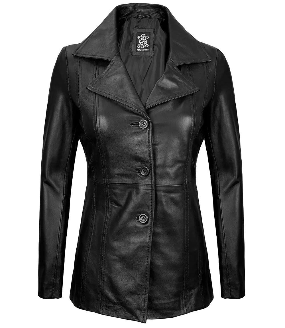 blazer femme cuir véritable