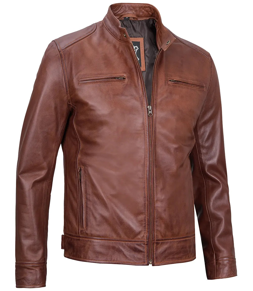 veste café racer marron