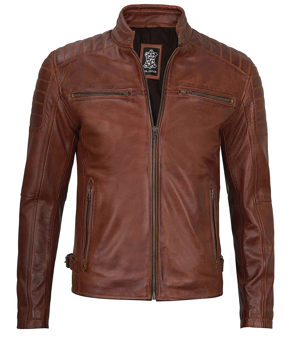veste en cuir café racer
