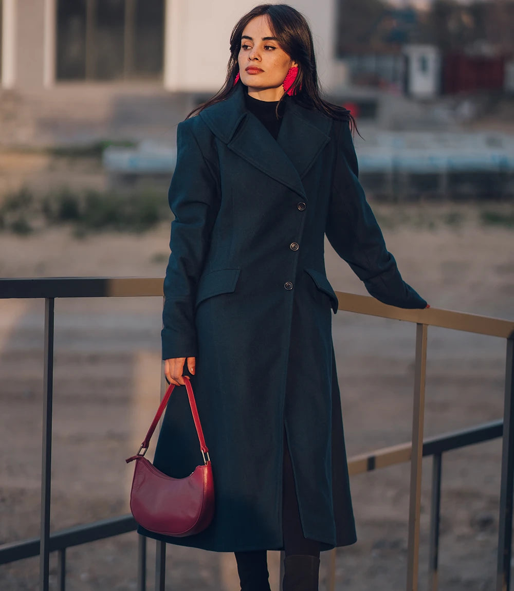 Femme Vert Manteau En Laine