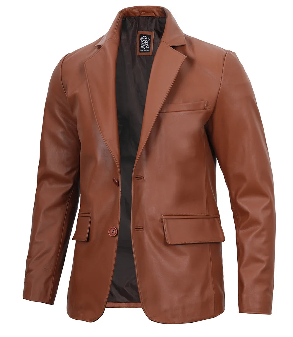 veste en cuir veste blazer marron
