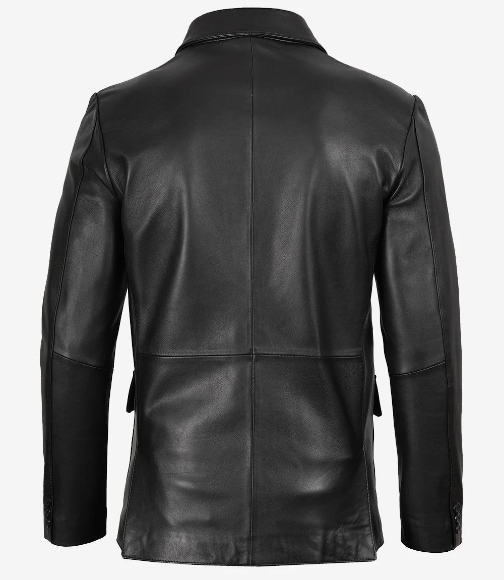 Blazer en cuir noir pour homme