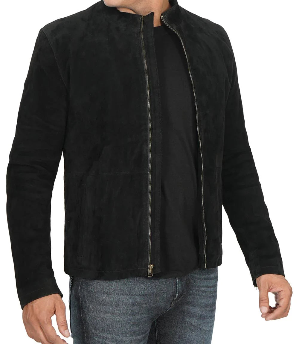 Veste en cuir suédé pour homme en cuir véritable