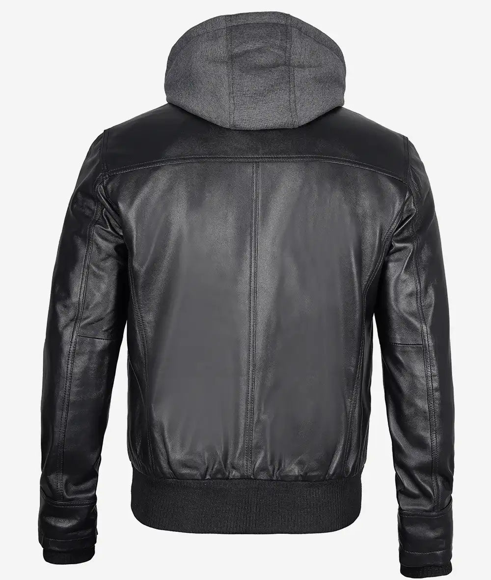 blouson aviateur noir avec capuche pour homme