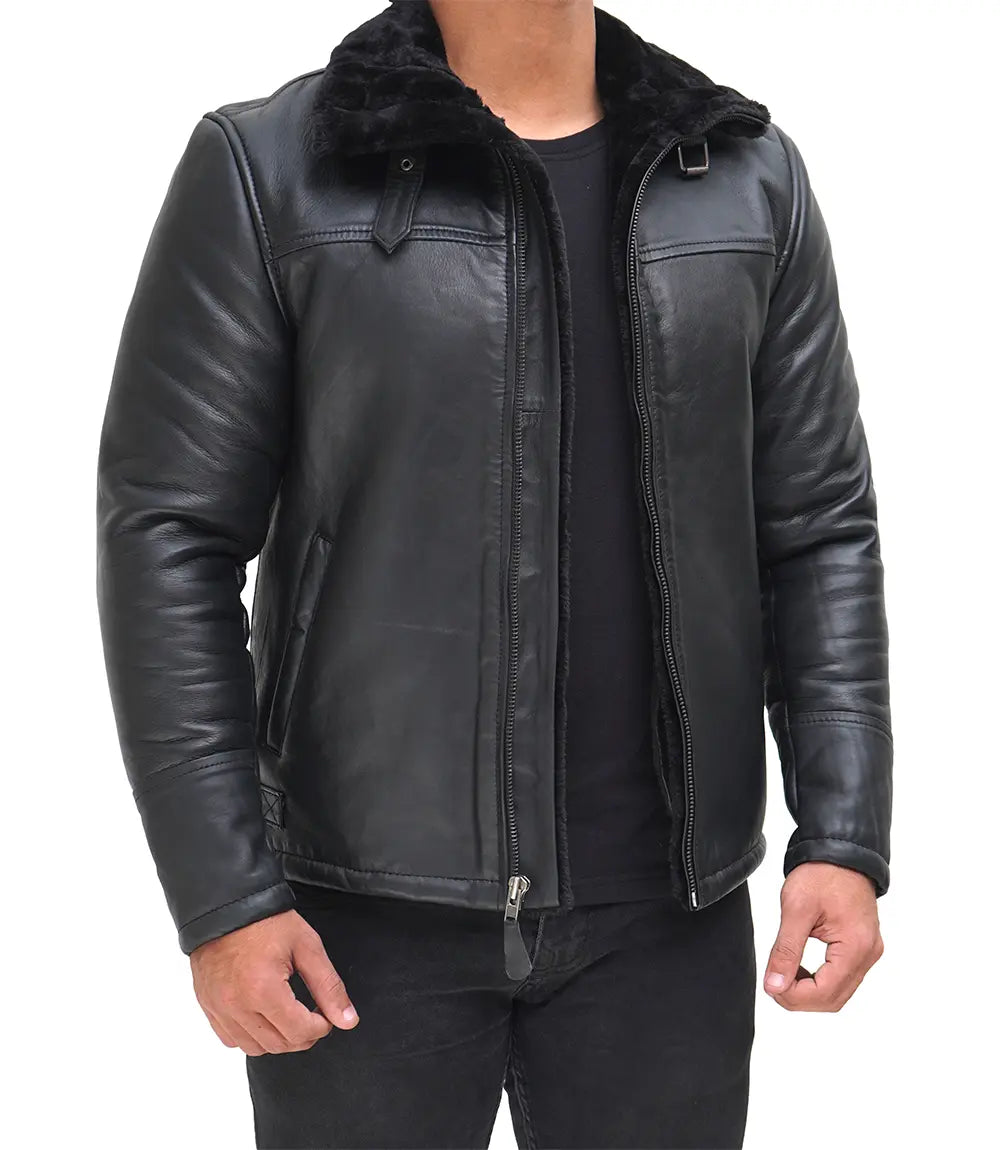 veste en peau de mouton véritable pour homme