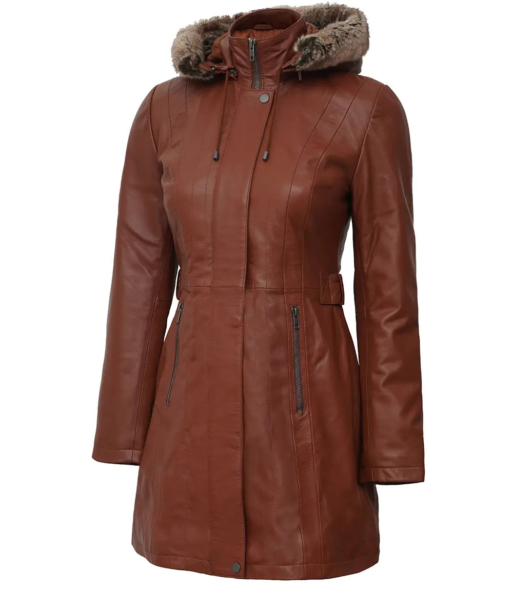 manteau marron femme en peau de mouton