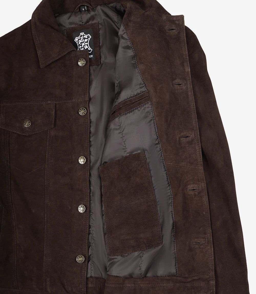 Veste camionneur en daim marron pour homme