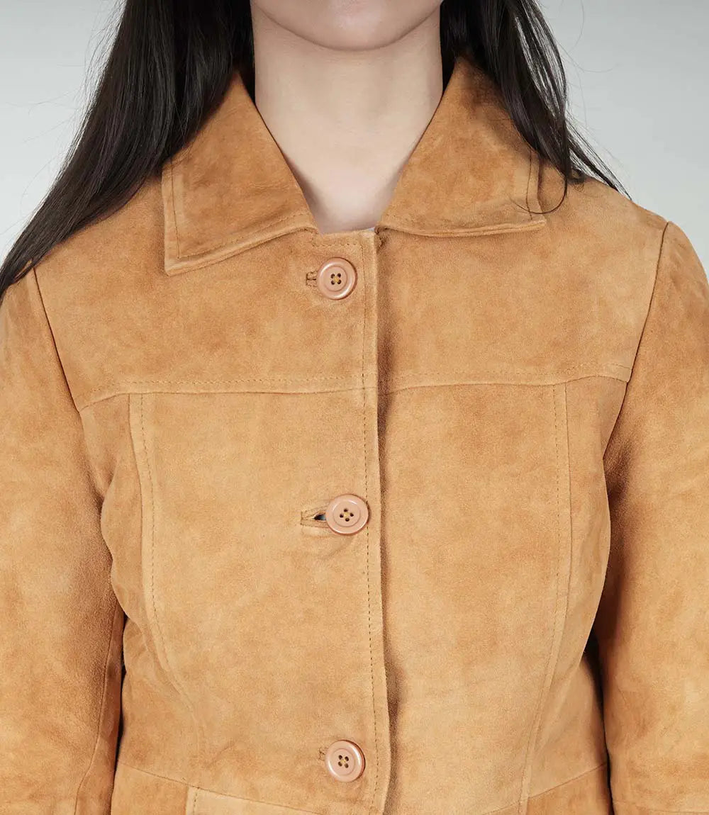 veste en cuir suédé femme