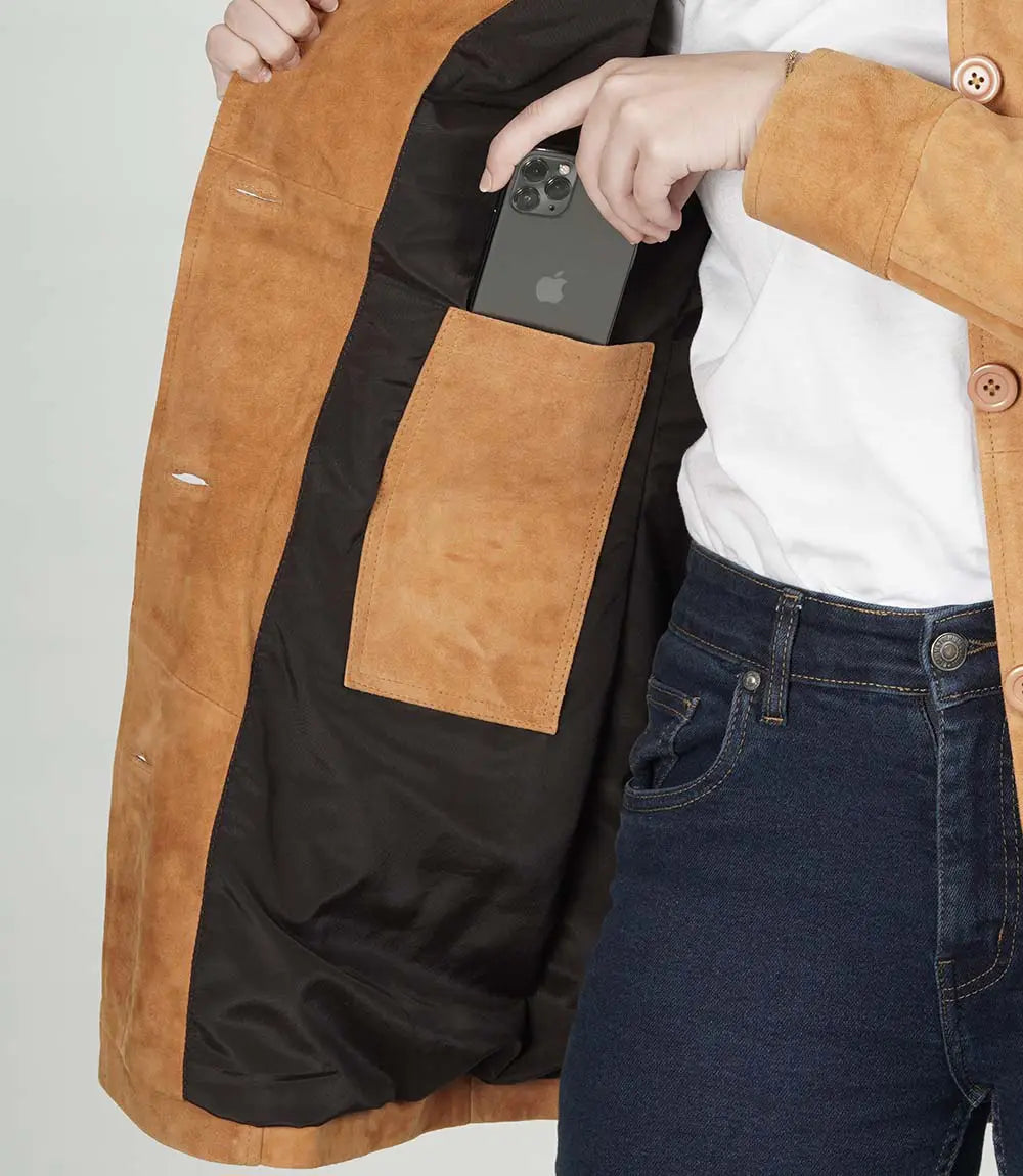 veste marron en daim