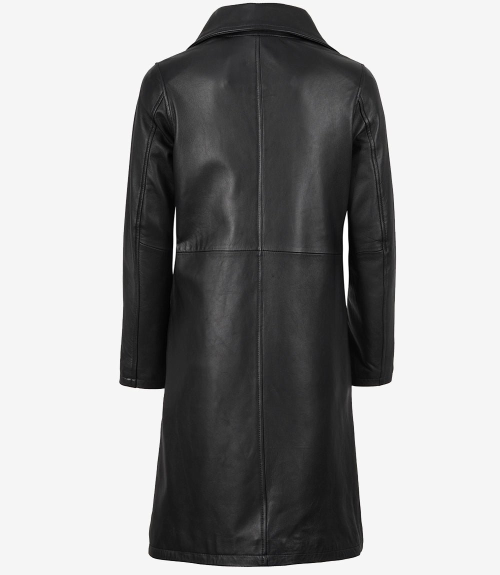 Manteau en cuir noir pour femme