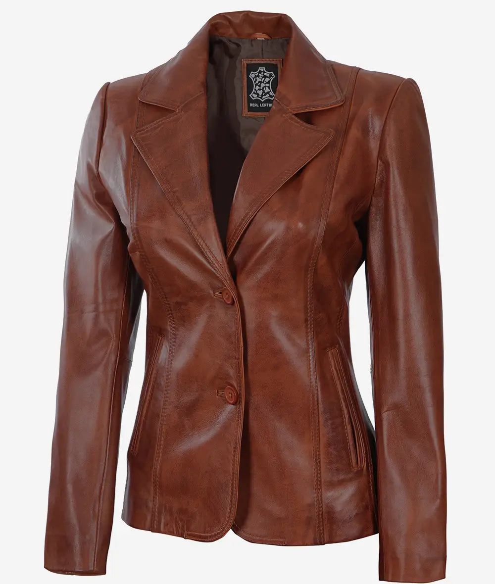 Blazer en cuir pour femme