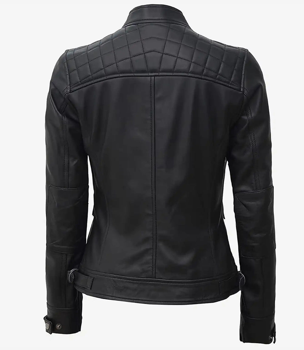 Blouson Cuir Femme noire Cafe Racer