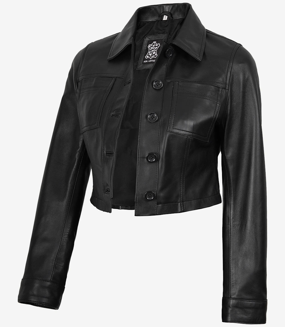 Johnson Damen Cognac Cafe Racer gesteppte Lederjacke