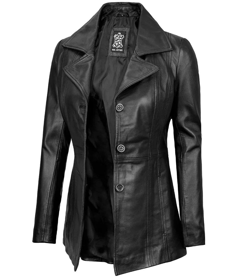 blazer cuir noir femme