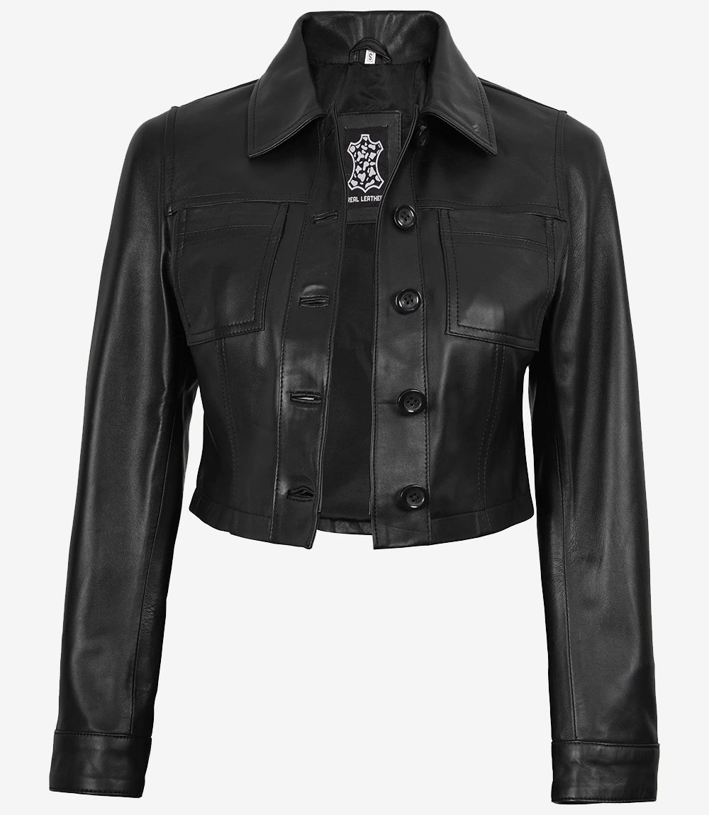 Johnson Damen Cognac Cafe Racer gesteppte Lederjacke
