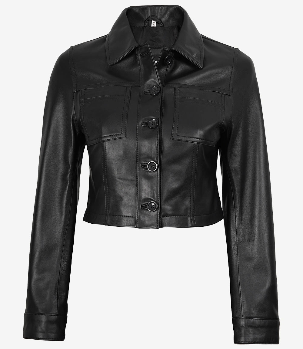 Johnson Damen Cognac Cafe Racer gesteppte Lederjacke