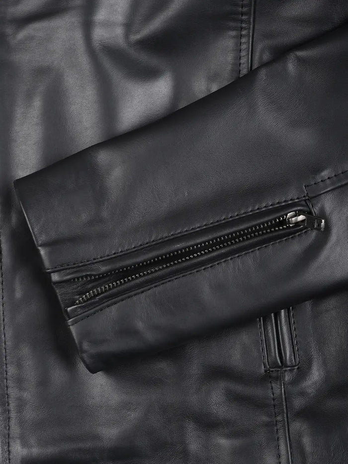 Clinton Men's Black Cafe Racer Leather Jacket
