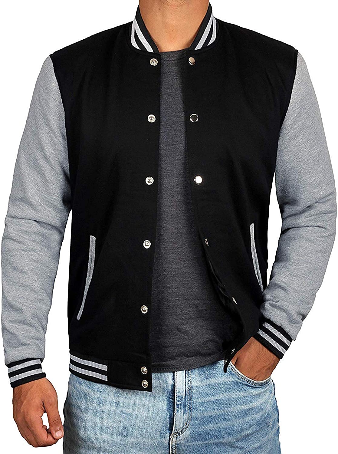 Veste universitaire noire et grise pour hommes