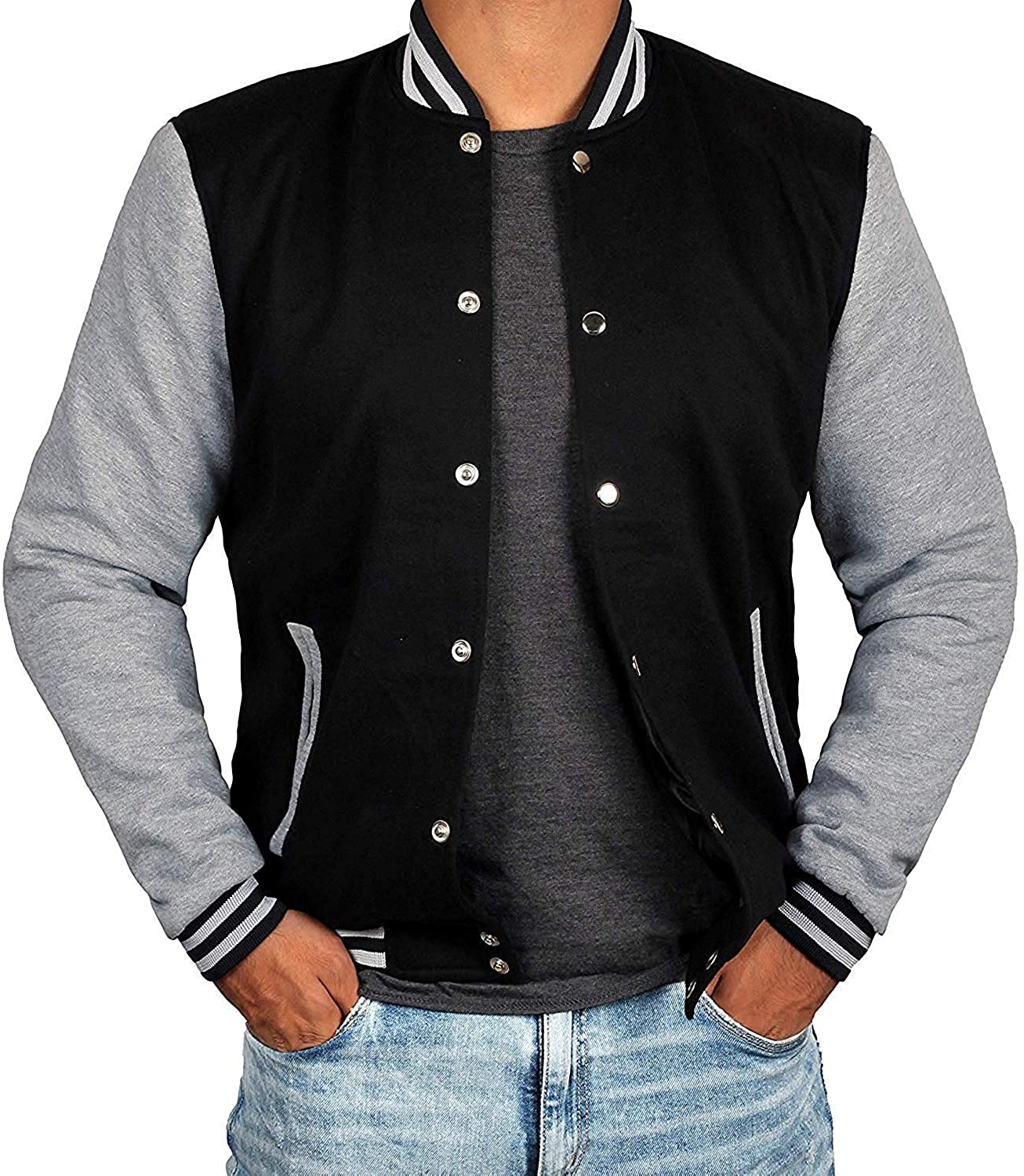 Veste universitaire noire et grise pour hommes