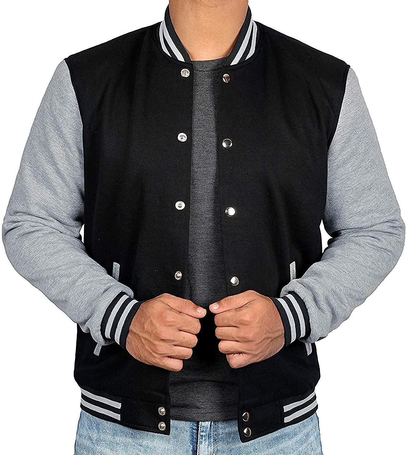 Veste universitaire noire et grise pour hommes