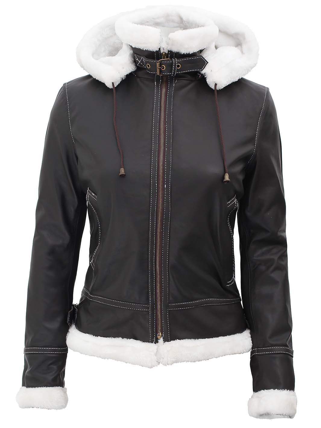 Veste motard en cuir retourné noir