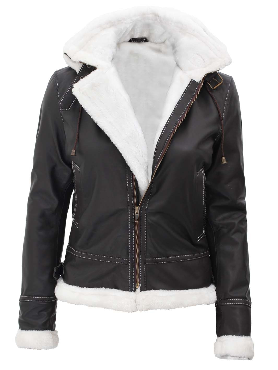 Veste en cuir retourné noir