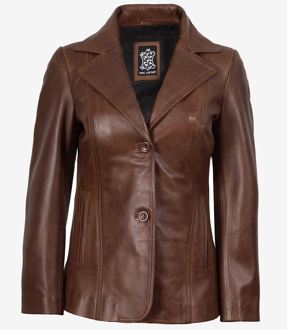 Blazer en cuir pour femme